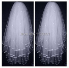 Promotion Free Shipping High Quality Soft Bridal Illusion White Ivory 3T Ribbon Edges with pearls Bridal