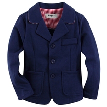 Knitted cotton 100% toddler boy blazer BB1603 B Blue with red plaid lined