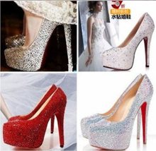 2015 Size 34-41 Women Sexy Rhinestone Platform Pumps Lady Party Wedding High Heel Shoes Drop Shipping F3260