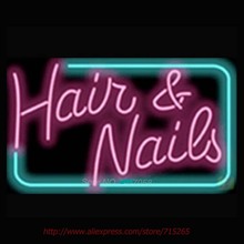 New Hair and Nails Neon Bulbs Neon Signs For Bar Real Glass Neon Handcrafted Professional Pub Bar Signs Neon Light Art 17×14