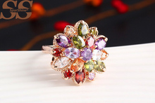 SparShine multicolor Crystal Rings Fine Ruby Anillos Vintage Bijoux Joyas De Plata For Women Ring Anel