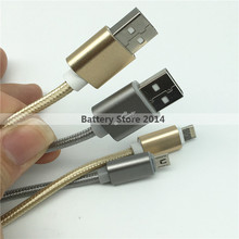 2 in 1 Aluminum Micro USB Cable 1M Charging Mobile Phone Cables For iPhone 6 5S 5 Charger ios Data For Samsung Galaxy Android