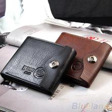 Men’s Magnetic Clasp Faux Leather Bifold Card Holder Pockets Slim Purse Wallet  1QBX