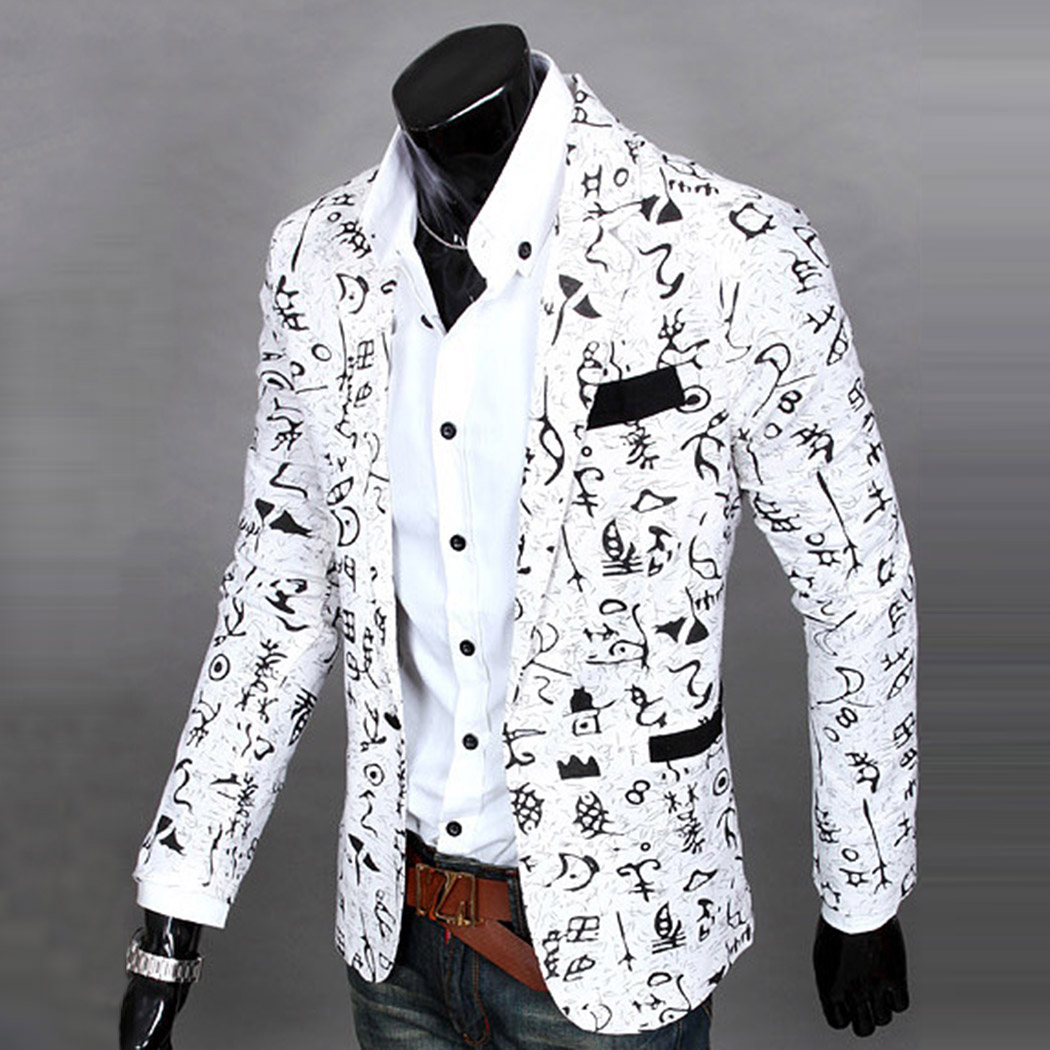 Men's Long sleeve One Button Slim Fit Blazer Jacket Casual Western Style New L