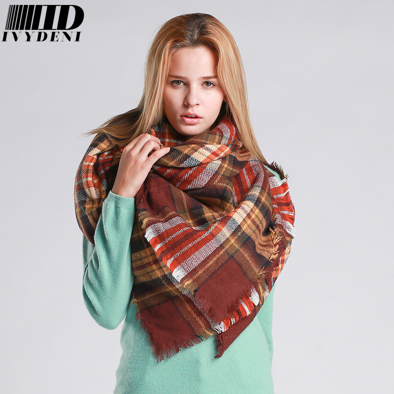 2016 New Arrival Thick Warm Winter Wool Blend Blanket Oversized font b Tartan b font Scarf