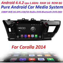 2din Car GPS stereo navigation Pure Android 4.4 For toyota corolla 2014 with WIFI 3G Capacitive screen car radio car stereo 1.6G