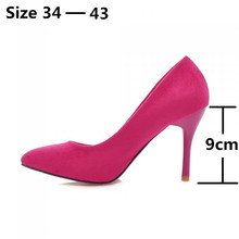 Red Bottom High Heels Ladies Shoes Flock Pointed Toe Women Pumps Shoes Woman Red Sole High