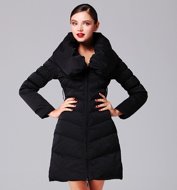 2014 New Fashion Women Winter Down Jacket Long Thick Slim Parkas White Duck Down Female Outdoor  Black Coat  JX 062