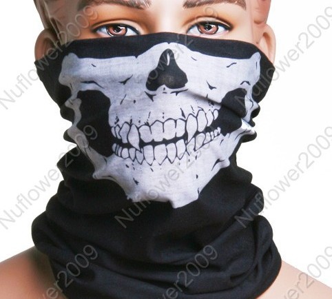 Motorcycle Bike Skull Multi functional Headwear Hat Scarf Face Mask Cap Free shipping