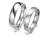 2015 Hot Couple Heart Shape Matching Stainless Steel Lovers Promise Wedding Bands Ring High Quality Free