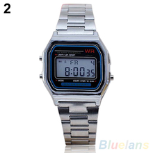 Men Women Vintage Stainless Steel LED Digital Stopwatch Sports Wristwatches 1LN7