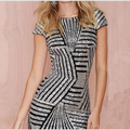Europe United 2016Latest Fashion Summer Big Yards Women Dress Round Collar Temperament Elegant Sexy Sequins Backless