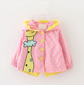 Baby Girls Spring Autumn Cartoon Jacket New Cute Children Girl Polka Dot Hooded Coat Kids Cotton