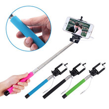 Wired Selfie Stick Handheld Monopod Built-in Shutter Extendable + Mount Holder For iPhone Samsung Smartphone Any Phones Camera