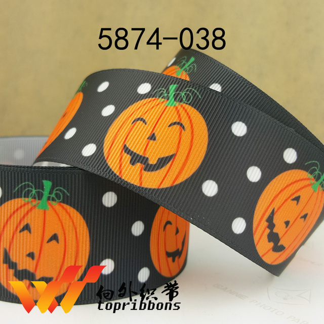 Halloween Ribbon Freeshipping 1.5" 38mm 50 yards pumpkin ribbon printed grosgrain ribbon 5874-038