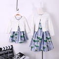 2016 summer family clothing European style Costumes family dresses fashion flower printing daughter dresses and mum