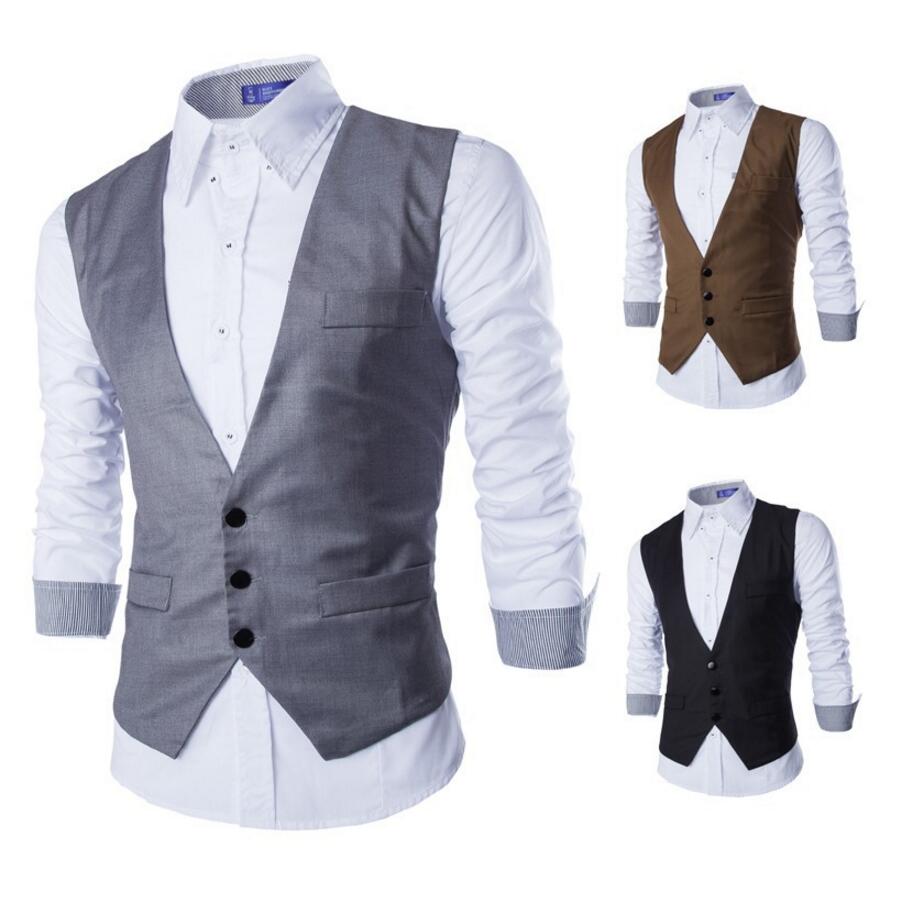4.1 Men Suits Vests Gilet New Arrival Men Vest Slim Fit Fashion Male Waistcoat Black custom Colors Formal Business Male Clothing
