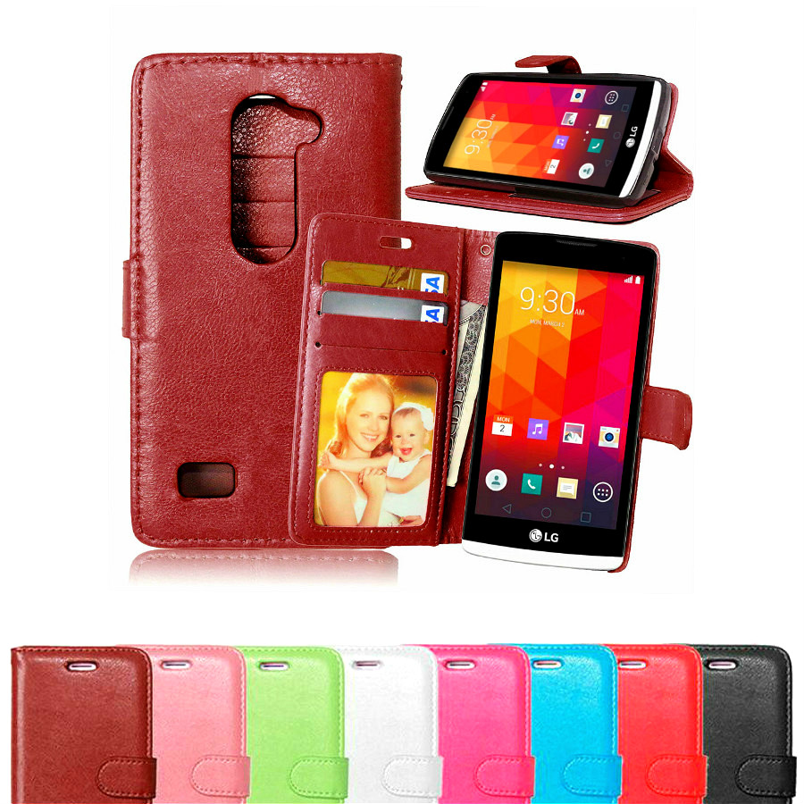2015 Stand Card Holder Wallet Leather Book Case For LG Leon C40 4G LTE H340N H324 phone case back cover in stock
