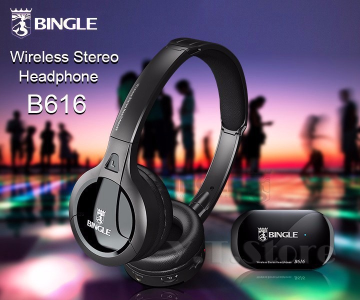 Bingle B610W 30 Meter Super Long Wireless Transmission Multifunction Wireless Headset Headphone with FM Radio for PC TV Audio