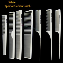 Pro Hairdresser Carbon Comb In White Color Popular Heat Resistant Hair Cutting Comb Set In 7 Designs Barber Favorite Comb Set