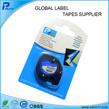 DYMO LetraTag plastic tape 12mm black on white 91201
