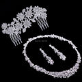 Silver Crystal Wedding Bridal Bridesmaid Jewelry Sets Alloy Necklace Earrings Crown Jewelrys For Women Hot Sale