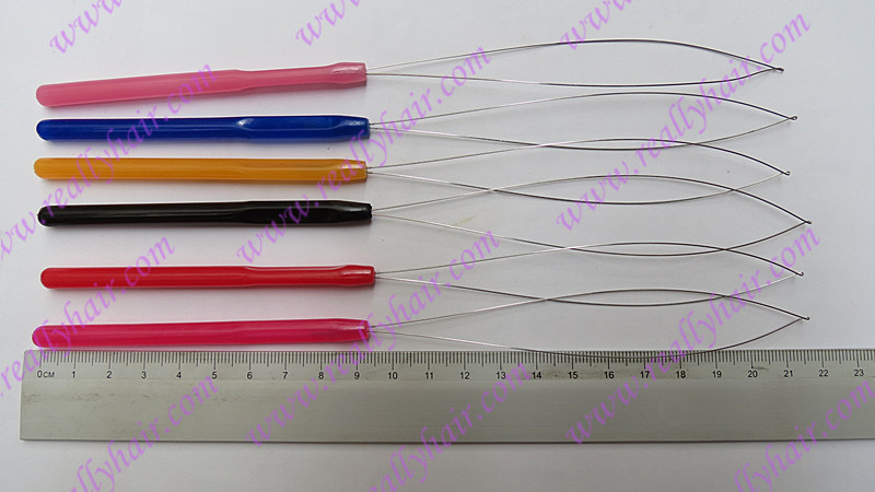 12 pieces pack plastic hanle pulling loop threader micro ring tools Nano ring font b Hair