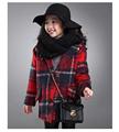 Grid Girls Woolen Coat Cashmere British Winter Kids Outwear 2015 New Fashion Thick Warm Children Jacket