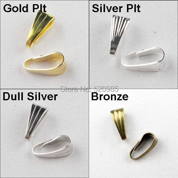 400Pcs Necklace Connector Clip Bail 3x7mm Gold Silver Bronze Dull Silver Plated($2.69)