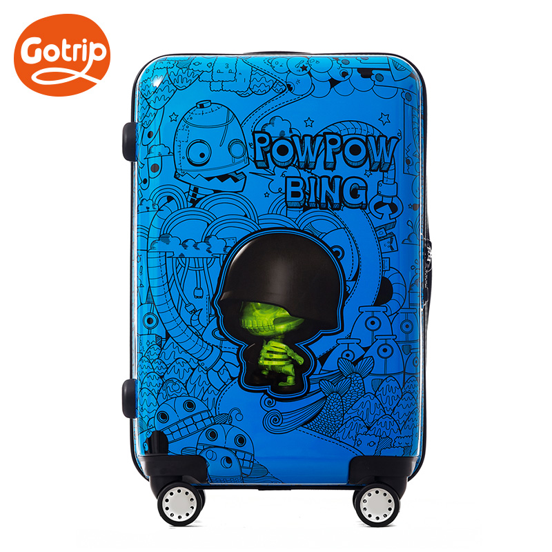 New Men and Women Cartoon Travel Suitcase ABS+PC Universal Wheels Trolley Luggage Travel Bag 20