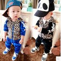 New Children Clothing Kids Cute Suit Top Pants 2pcs Leopard Pattern Spring Autumn Velure Clothes Suit
