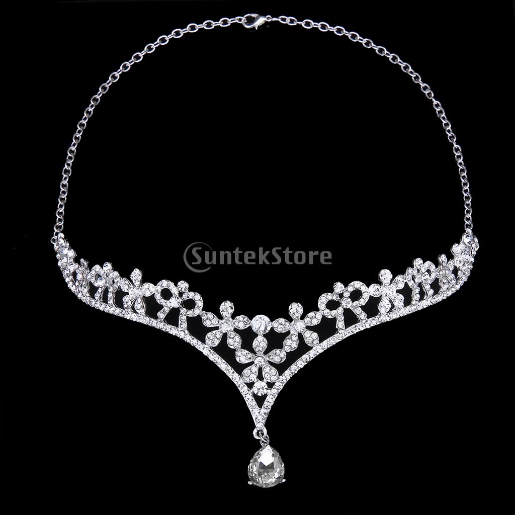 Wedding Party Bridal Bridesmaid Crystal Flower Rhinestone Crown Tiara Frontlet 