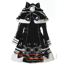 Free Shipping Gothic Lolita Punk Wool Black Coat Cape Cosplay Costume Tailor-made