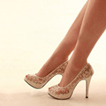 New Woman Lady Sexy High Fashion High Heels Shoes Peep Toe Prom Evening Party Dress Shoes