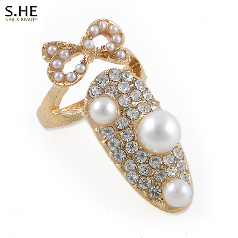 Fashion Crown Bowknot 3d Nail Jewelry Rehinestones Charms Decorations Nails Art Pearl Finger Tips Free Shipping