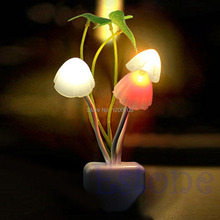 G104 Colorful Romantic LED Mushroom Night Light DreamBed Lamp Home Illumination EU plug free shipping