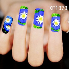Brand Designer Nail Art Decorations Beautiful 3d Blue Lotus Flowers Design Nail Sticker Eauty Wraps Foil Polish Decals Watermark