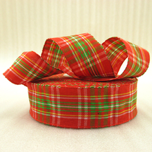 5Y42282 1″(25mm) red plaid scotish ribbon printed polyester ribbon 5 yards, DIY handmade materials, wedding gift wrap