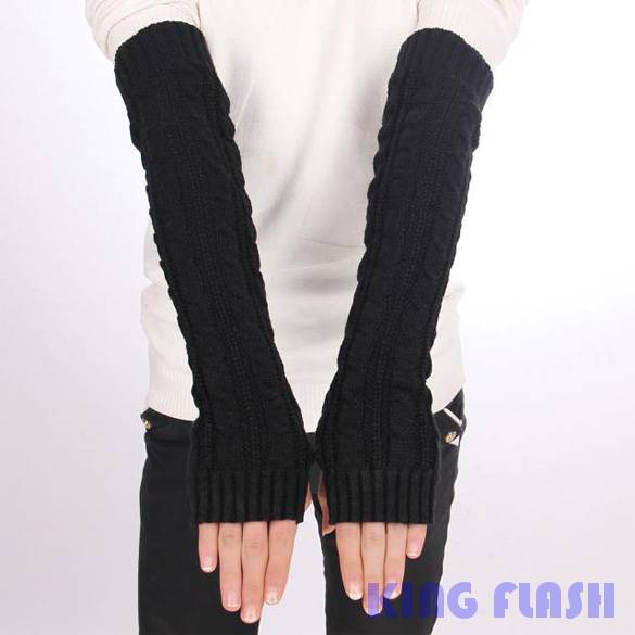 2014 New Winter Mitten Warm Unisex Women Arm Warmer Fingerless Knitted Long...