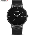 SINOBI Simple Men s Business Wrist Watch Mesh Stainless Steel Watchband Crystal Scale Watch Male Geneva