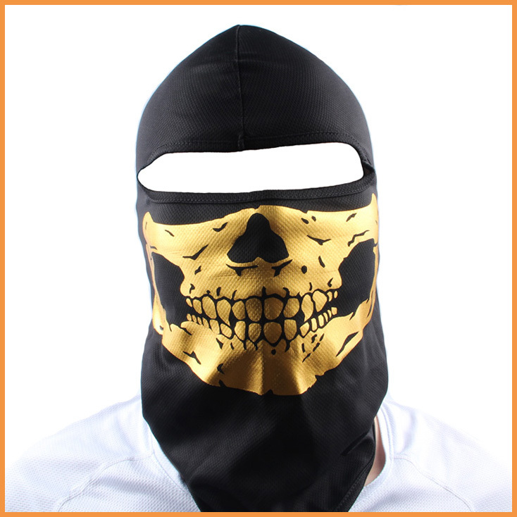 Free Shipping Gold Halloween Mask Cosplay Motorcycle Biking Balaclava Ghost Skull Face Mask 0671