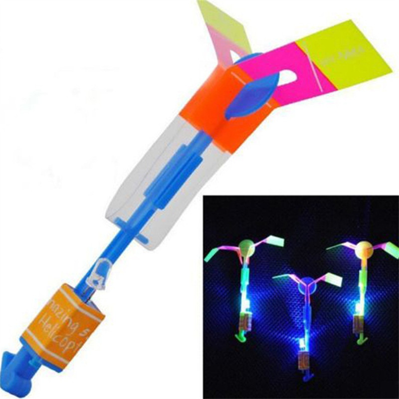 1pcs New LED Light Helicopter Flying Rocket Rubber Band Sling Shot Arrow Toy Drop Shipping Wholesale