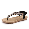 2016 summer fashion elegant women flat sandals cozy t strap shoes woman sandals black Cream colored