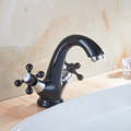 BAKALA Luxury Black antique basin faucet deck mounted Bathroom Sink Mixer Tap Double Wheel Handle