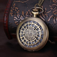 G104 2015Newest New Men Women Retro Bronze Quartz Chain Pendant Pocket Watch Stars Hollow free shipping