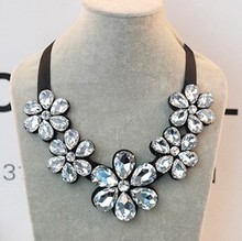 Star Jewelry 2014 Summer Fashion Elegant Gem Flower Choker Necklace Acrylic Collar Necklace For Women Wholesale