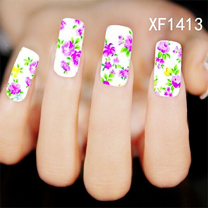 Water Transfer Nail Art Stickers Decal Beauty Pink Rose Peony Flowers Garden Design DIY French Manicure