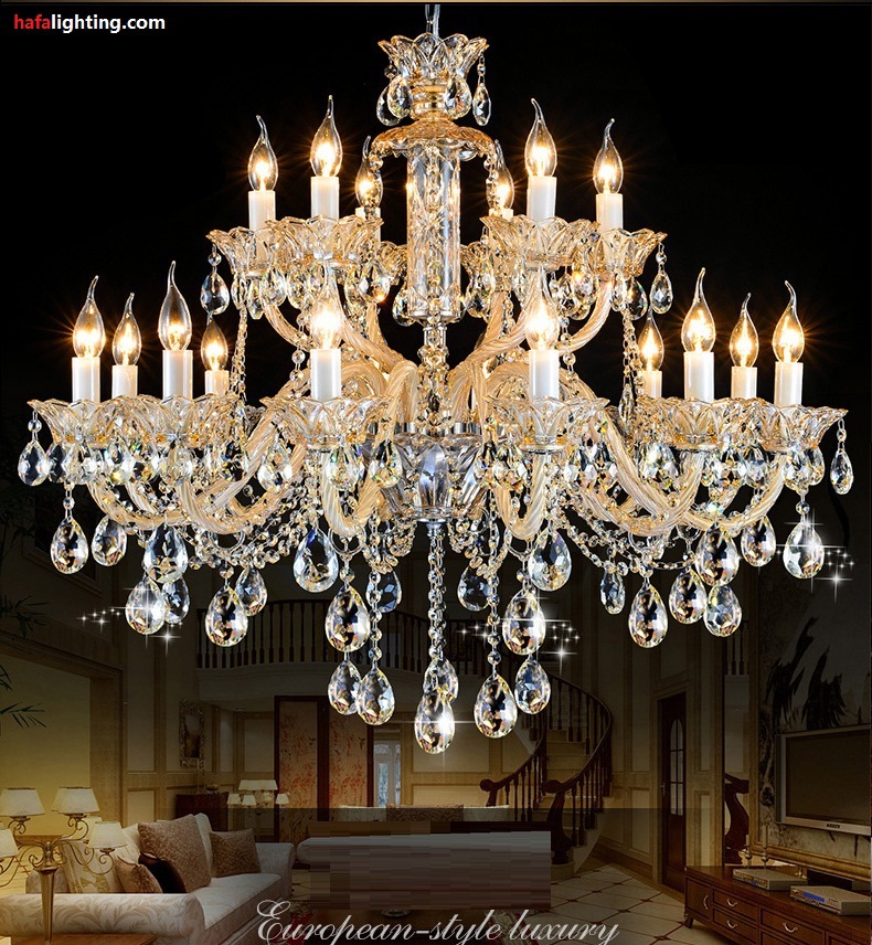 Noble Luxurious Export K9 Crystal Chandelier 18 Candle crystal lights Villa living room stair crystal lights
