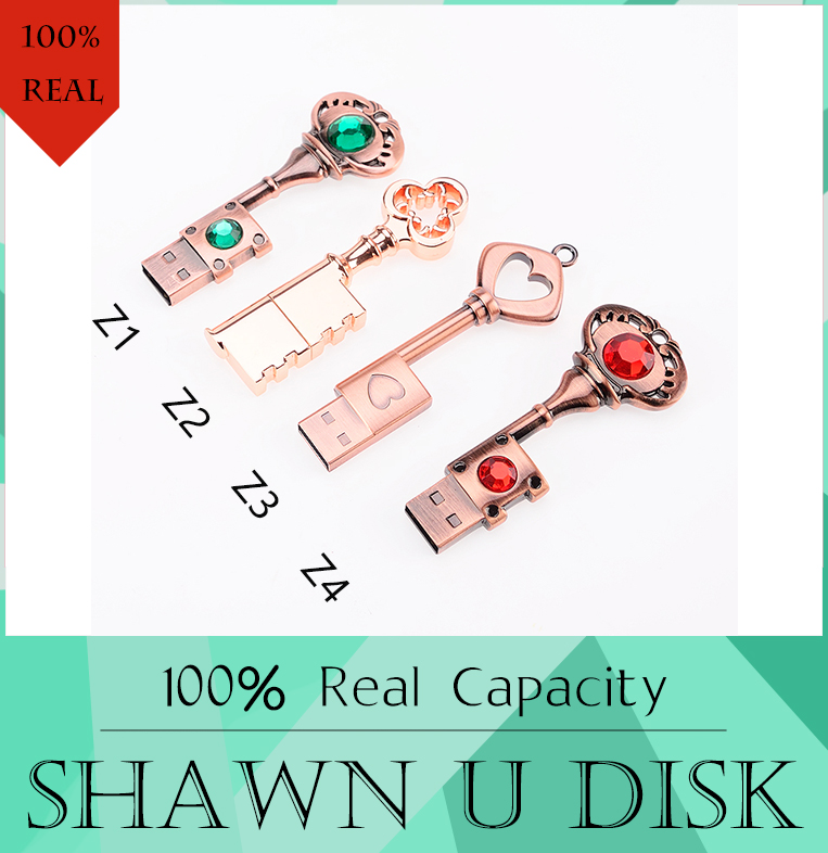 HOT USB Pen Drive Metal Pure Copper Heart Key Gift USB Flash Drive 512GB mini USB