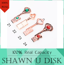 HOT USB Pen Drive Metal Pure Copper Heart Key Gift USB Flash Drive 512GB mini USB